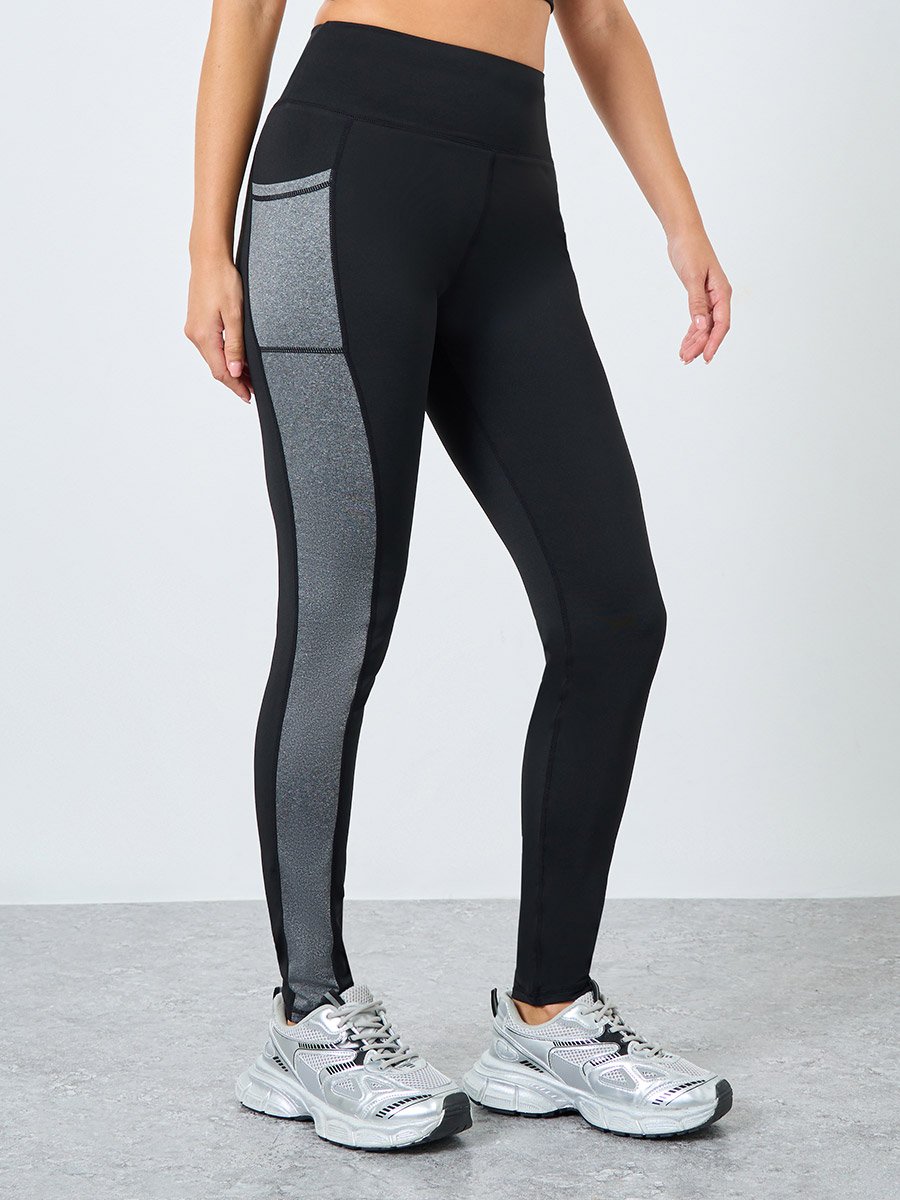 Color Block Pocket Detail Full Length Leggings