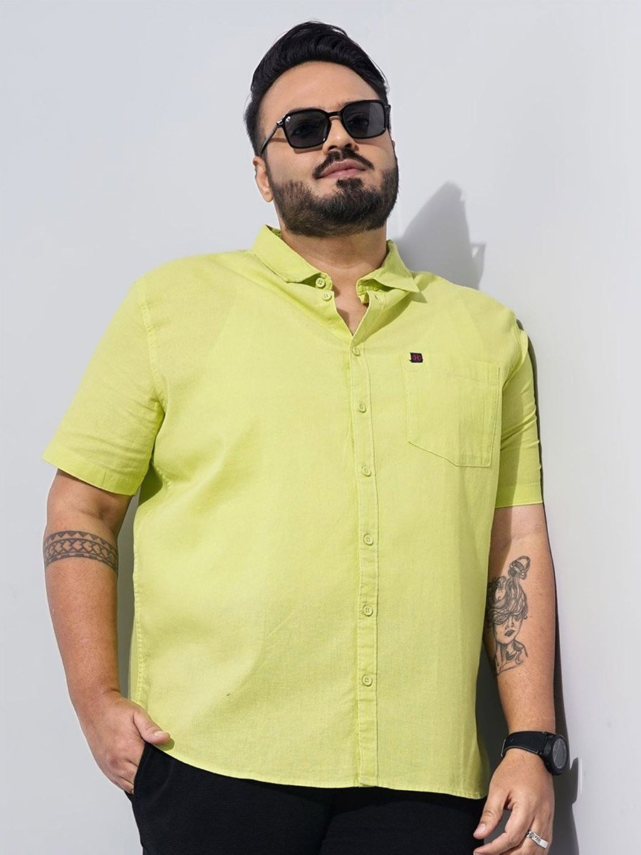 Plus Men Green Regular Fit Casual Shirt