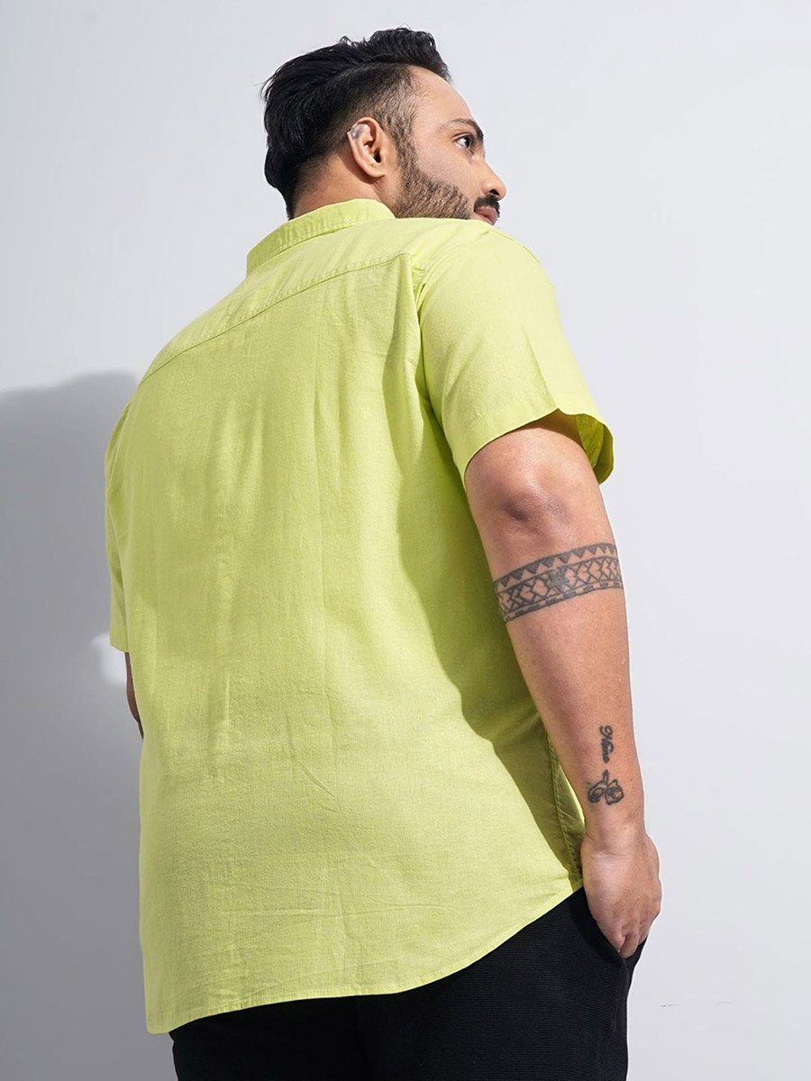 Plus Men Green Regular Fit Casual Shirt