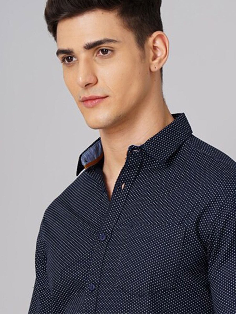 Men Blue Regular Fit Ditsy Print Casual Shirt