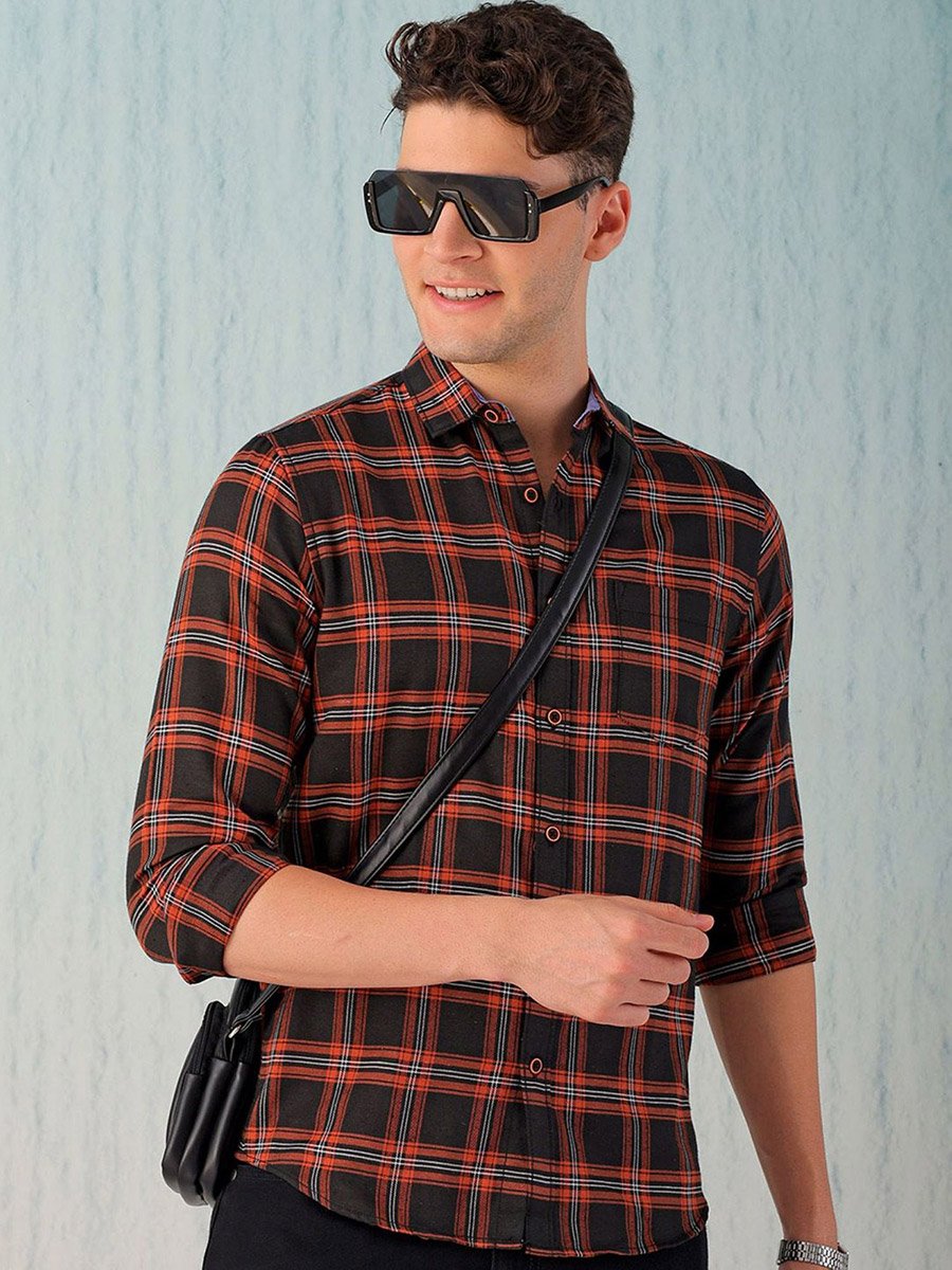 Men Checked Flannel Casual Shirt