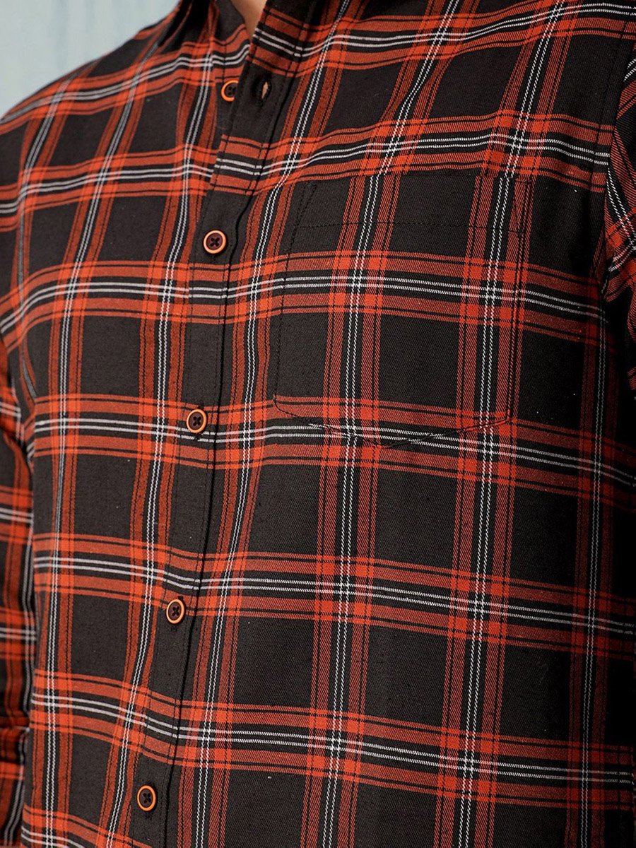 Men Checked Flannel Casual Shirt