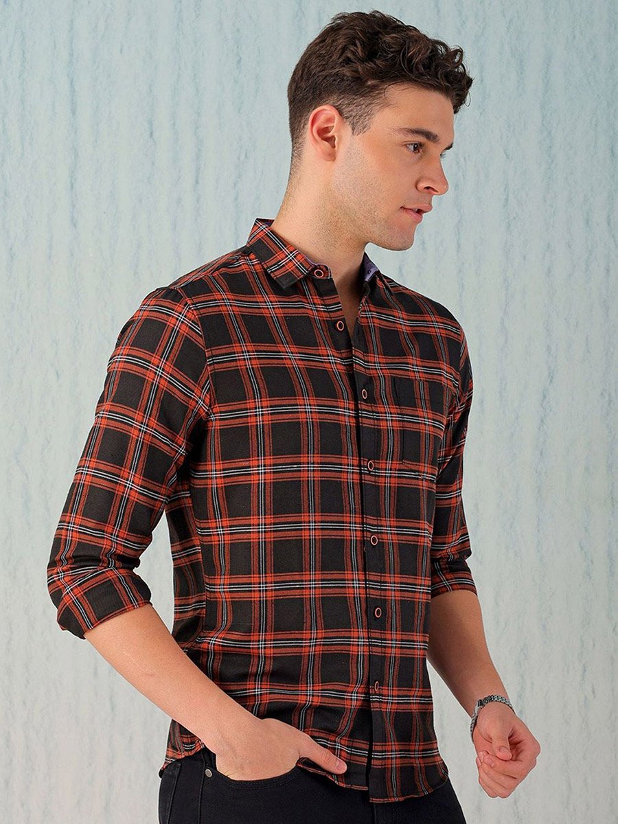 Men Checked Flannel Casual Shirt