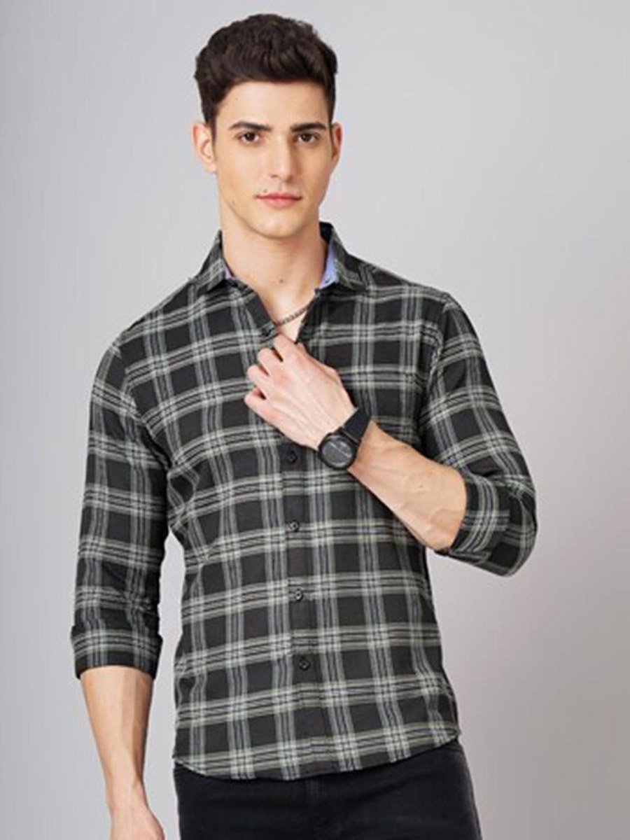 Men Black Checkered Casual Shirt