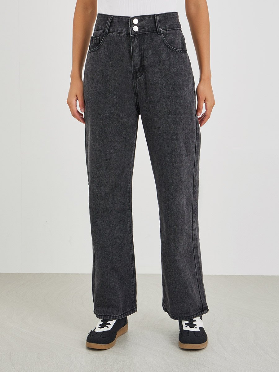 Mid Rise Straight Fit Jeans