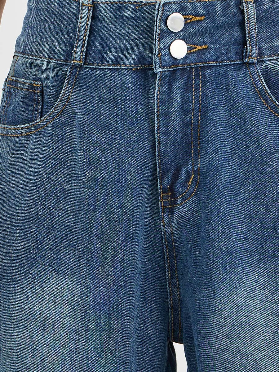 Mid Rise Straight Fit Faded Jeans