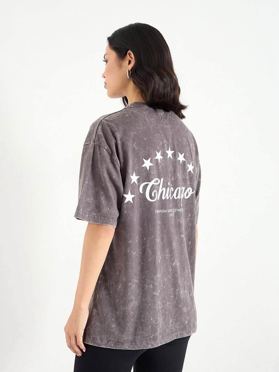 Charcoal Oversized Acid Wash 100% Cotton T-Shirt