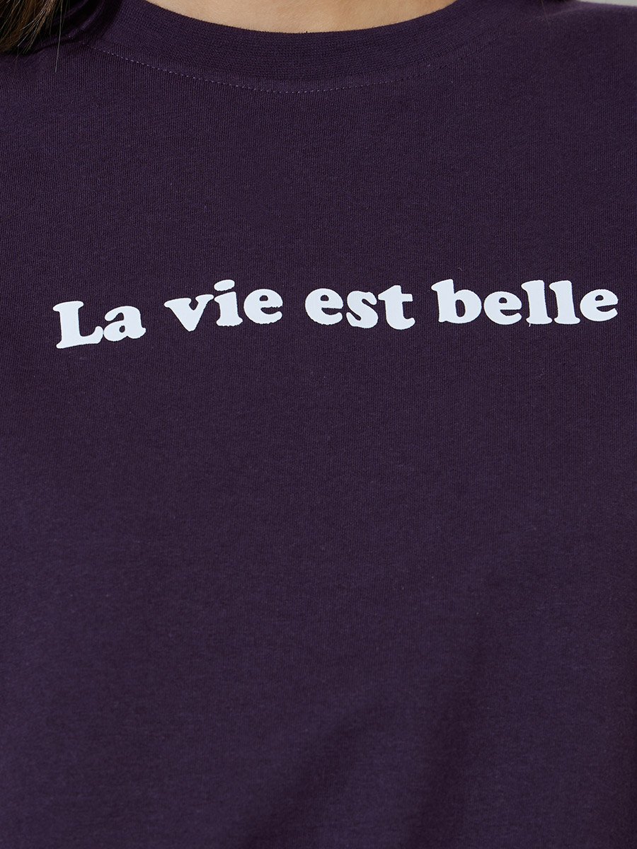 Purple Oversized Longline 100% Cotton Slogan T-Shirt