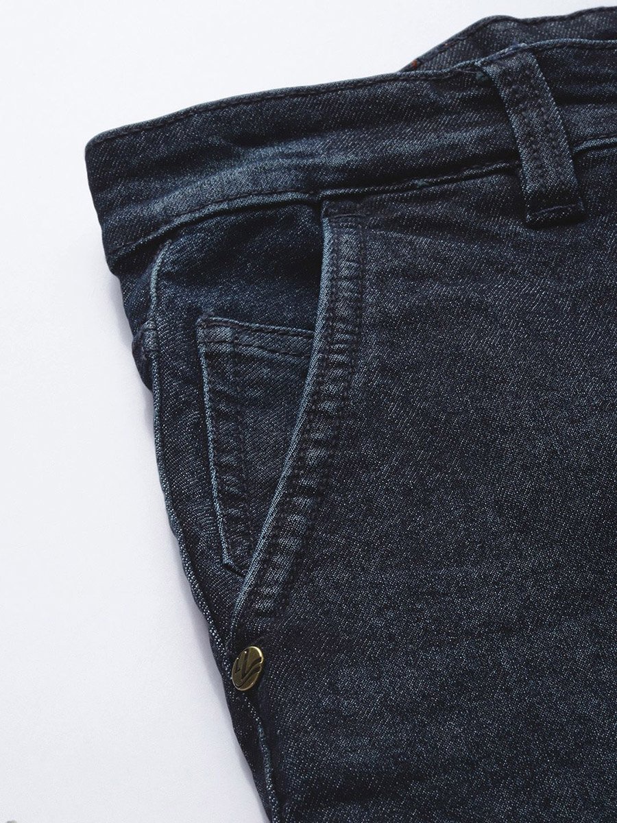 Men Dark Blue Mid Rise Slim Fit Solid Jeans