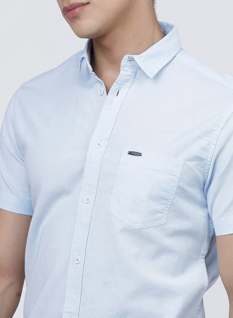 Men Light Blue Slim Fit Casual Shirt
