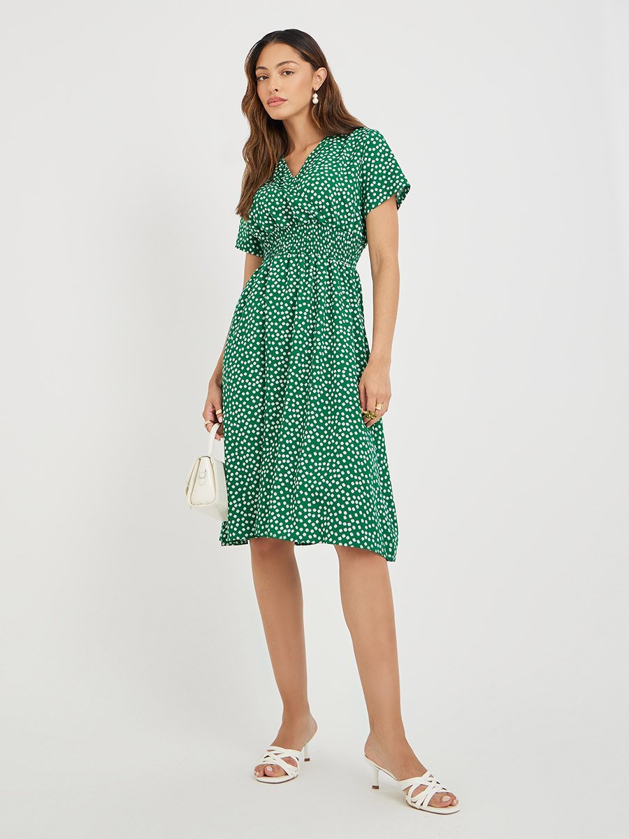 slim fit dress slacks Ditsy Print Sun Dress Green – workshopnumber29 main image 0