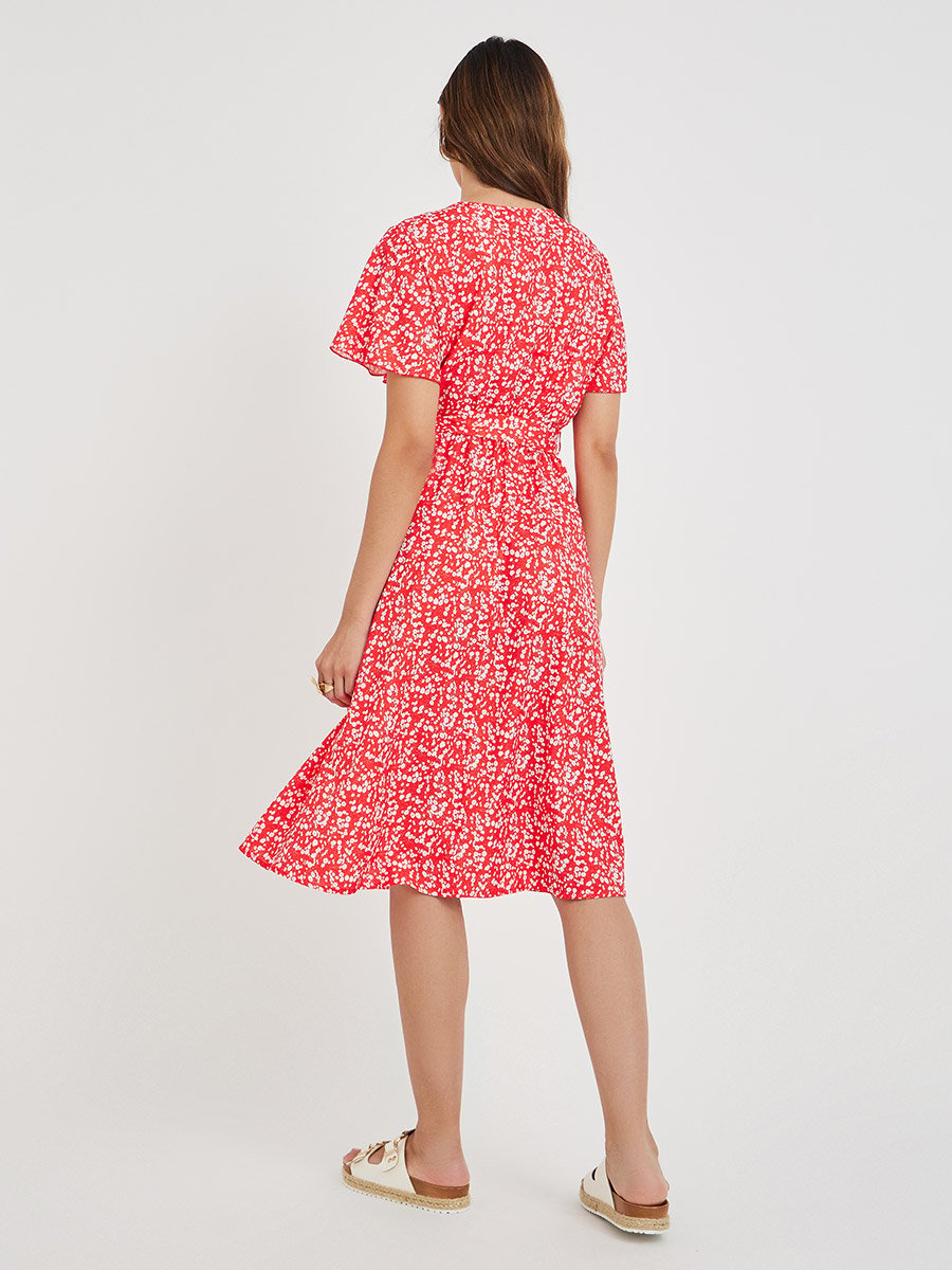 knee length dresses for ladies Ditsy Print Boho Midi Dress