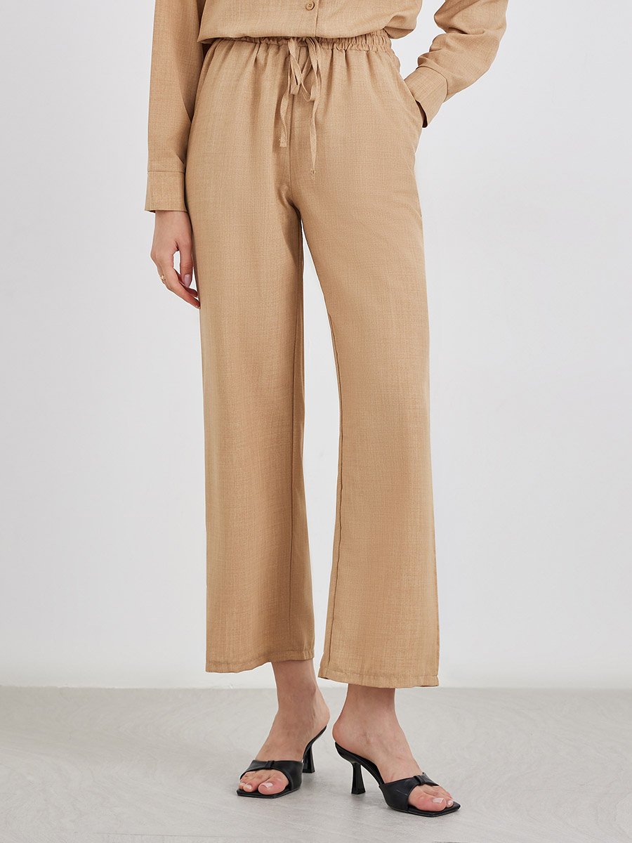 Embroidered Collar Detail Shirt and Pants Co-Ords