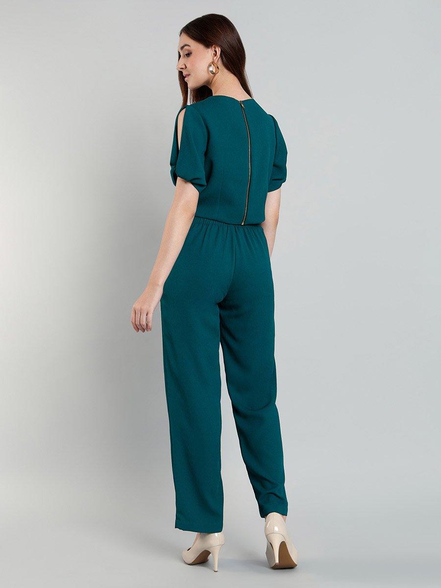 Green Puff Sleeves Top and Trousers Co-Ords