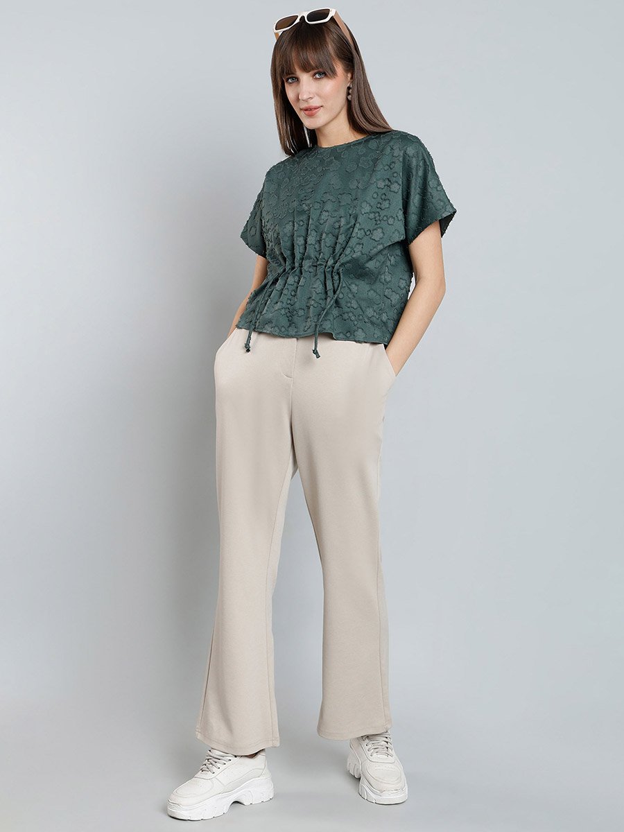 Embroidered Details Top with Short Sleeves