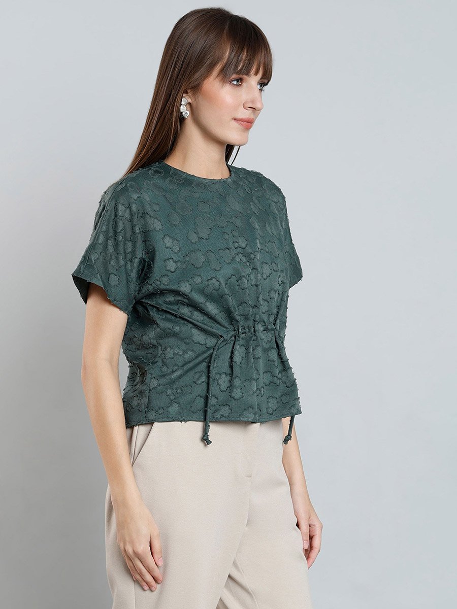 Embroidered Details Top with Short Sleeves