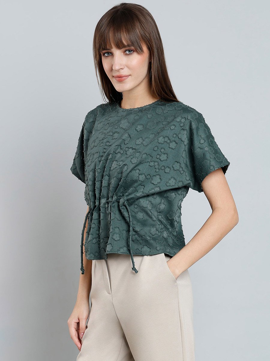 Embroidered Details Top with Short Sleeves