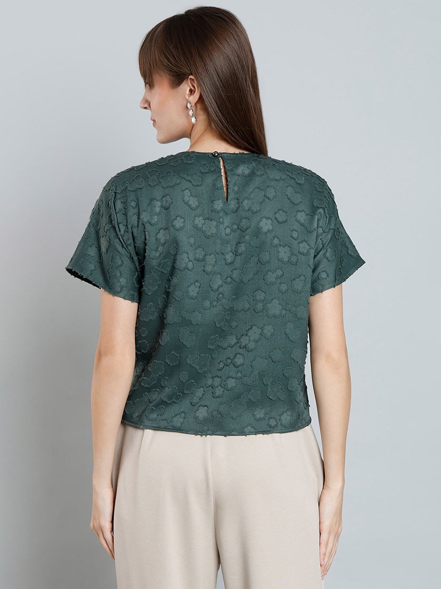 Embroidered Details Top with Short Sleeves