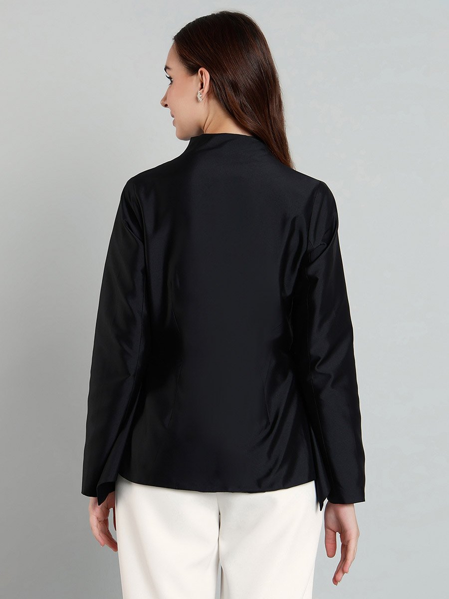Black Peplum Wrap Style Top