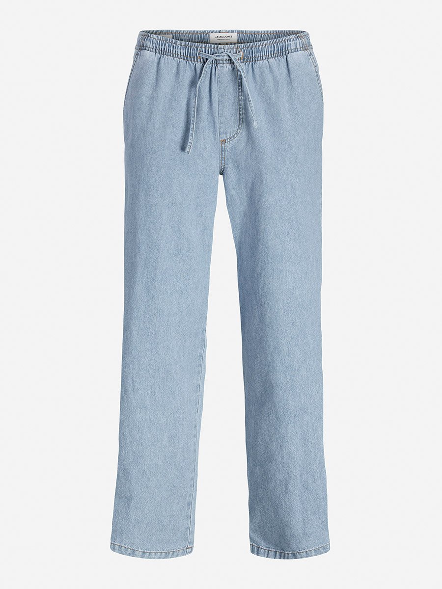 Wide Leg Denim Joggers with Drawstring