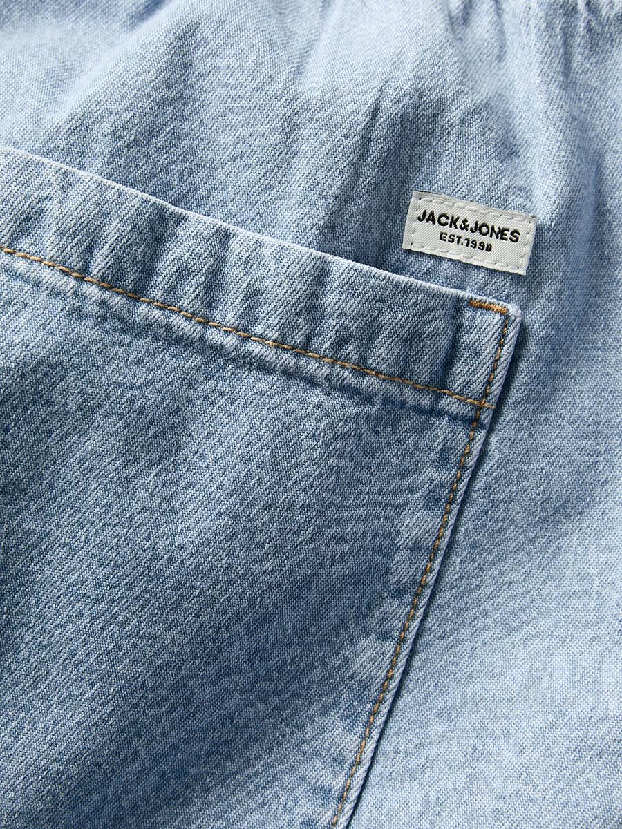Wide Leg Denim Joggers with Drawstring