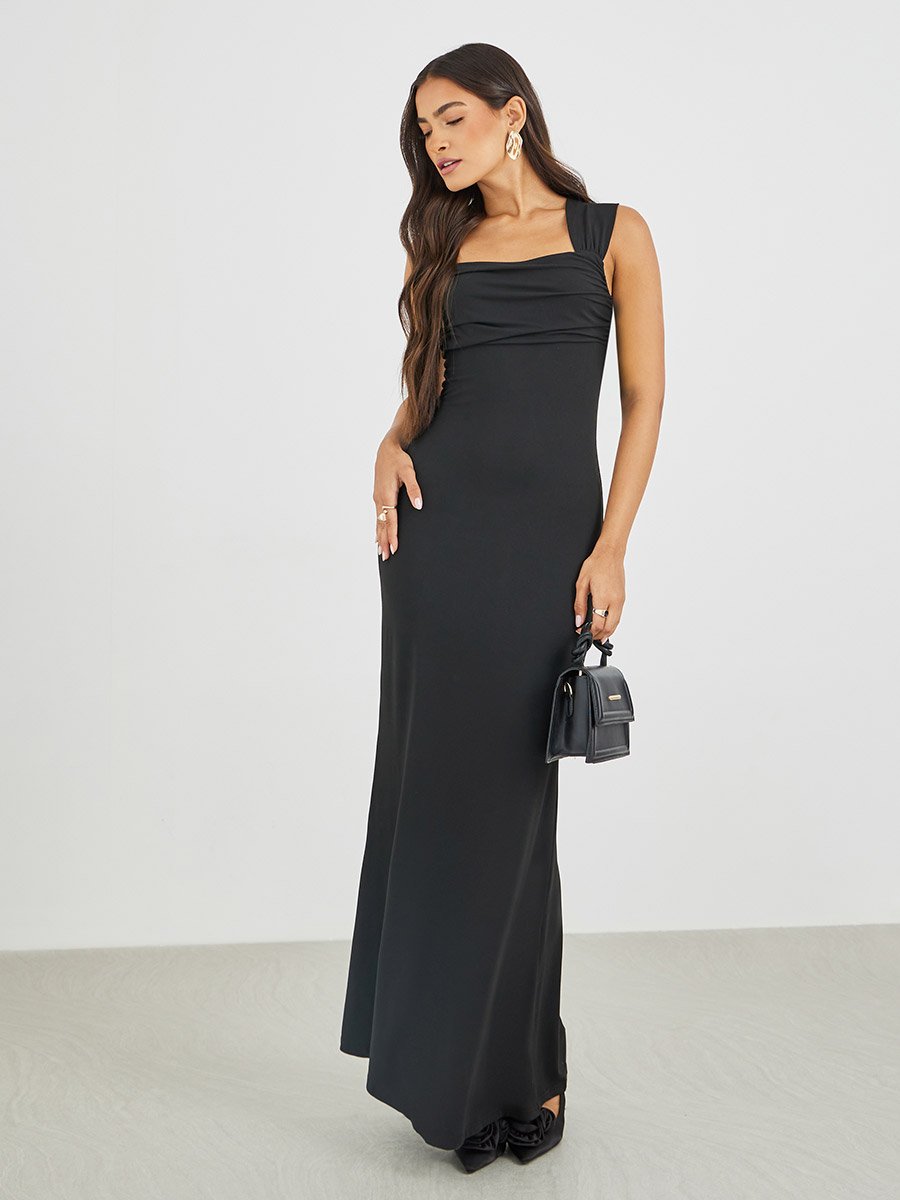 Solid Sleeveless Mermaid Hem Maxi Dress