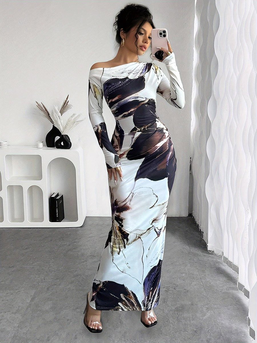 emerald dress bodycon Santana Floral Satin Maxi Dress main image 1