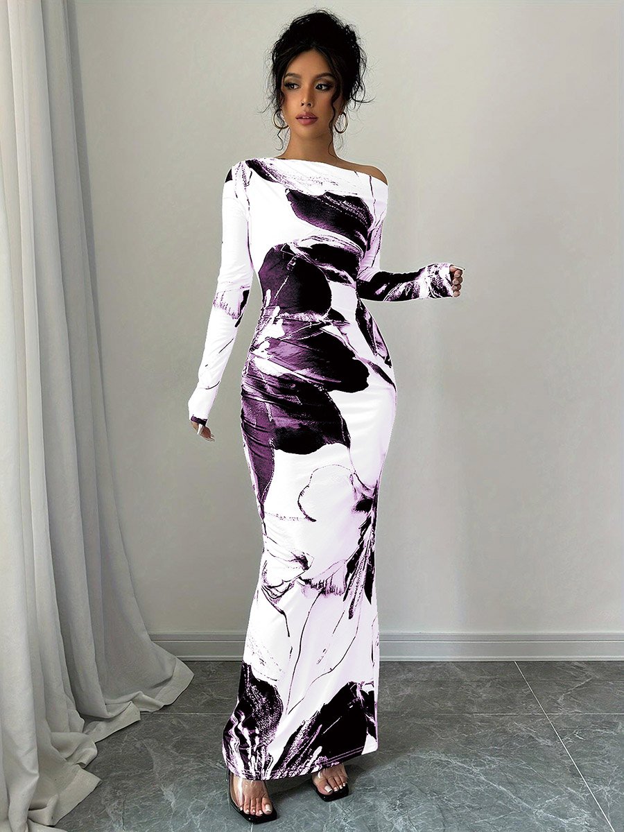 long bodycon floral dress SELMA Black Midi Bodycon Dress