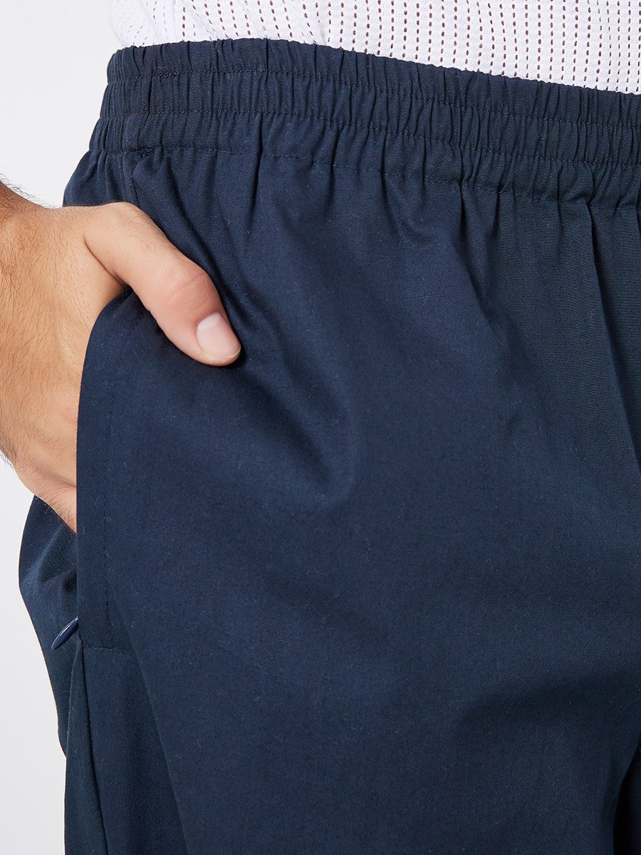Men Navy Cotton Pyjama with Zip Pocket