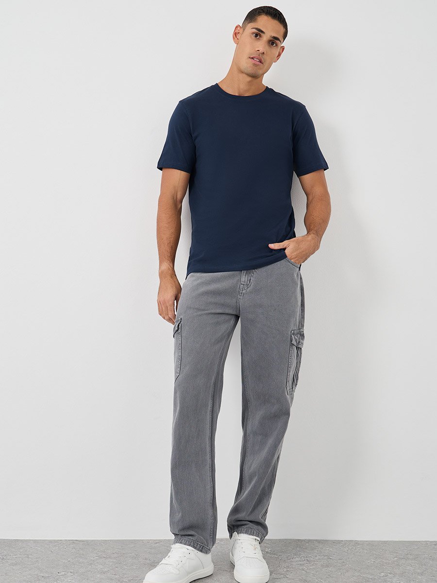 Pack of 5 - Solid Cotton Crew Neck Regular Fit T-Shirt