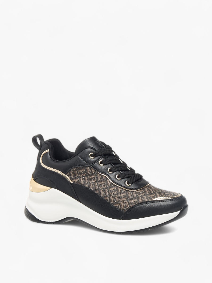 Monogram Textured Sneakers with Lace-Up Closure