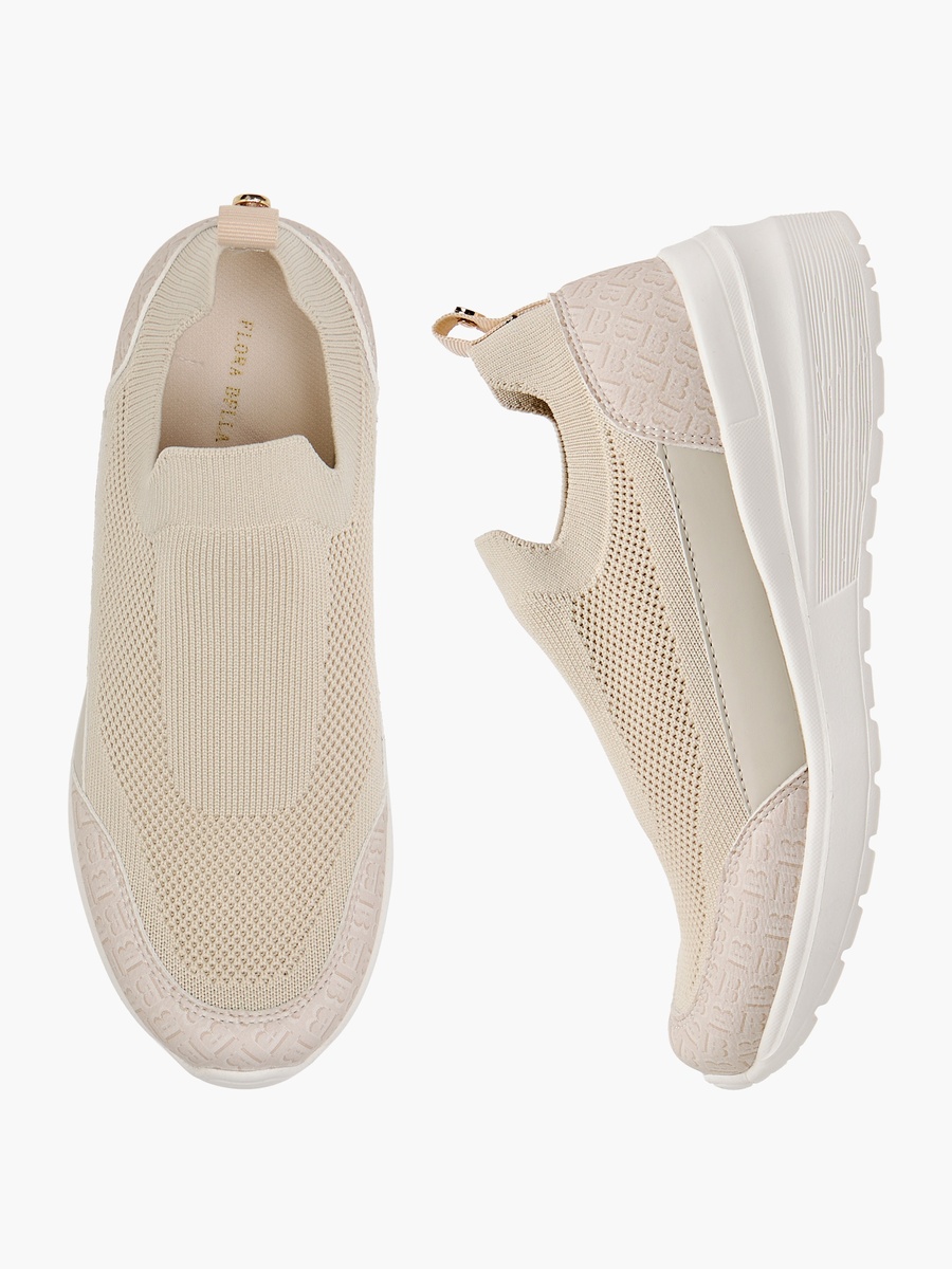 Textured Slip-On Sneakers with Pull Tab Detail