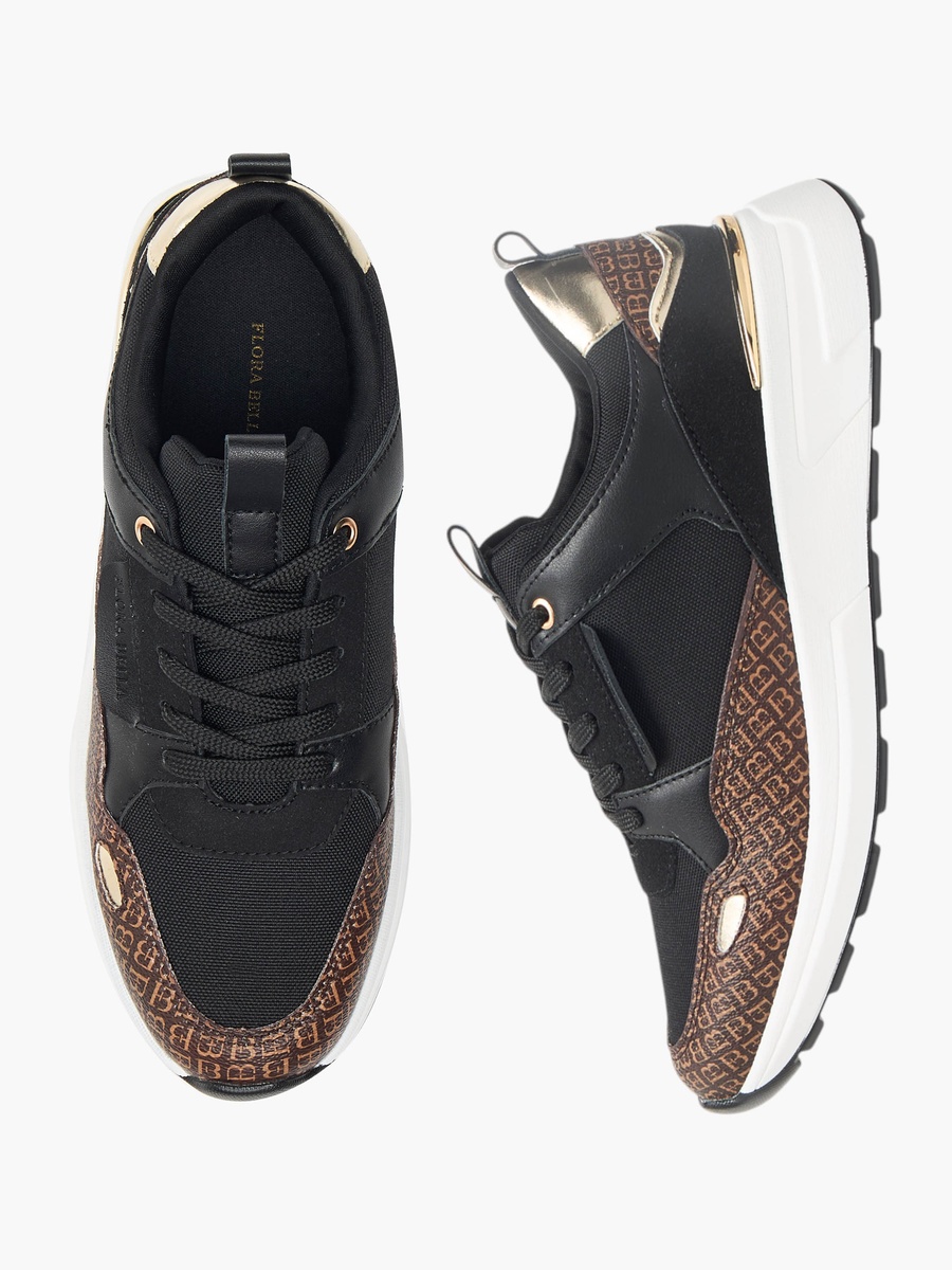 Monogram Print Sneakers with Lace-Up Closure