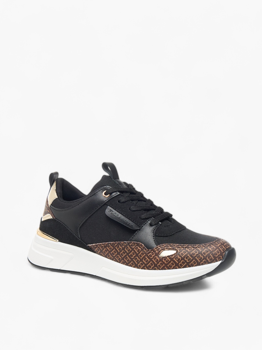 Monogram Print Sneakers with Lace-Up Closure