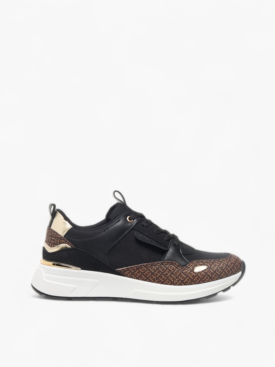Monogram Print Sneakers with Lace-Up Closure