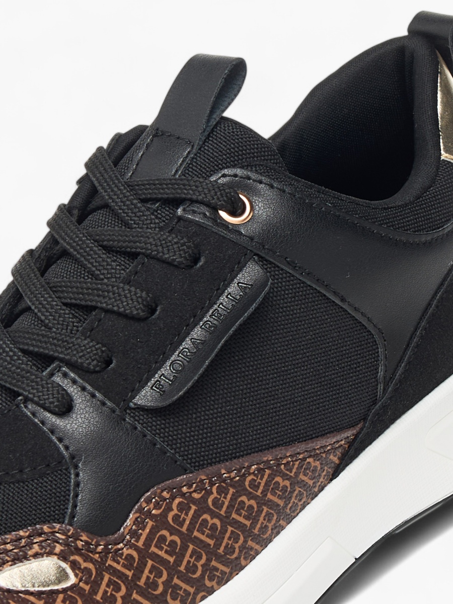Monogram Print Sneakers with Lace-Up Closure