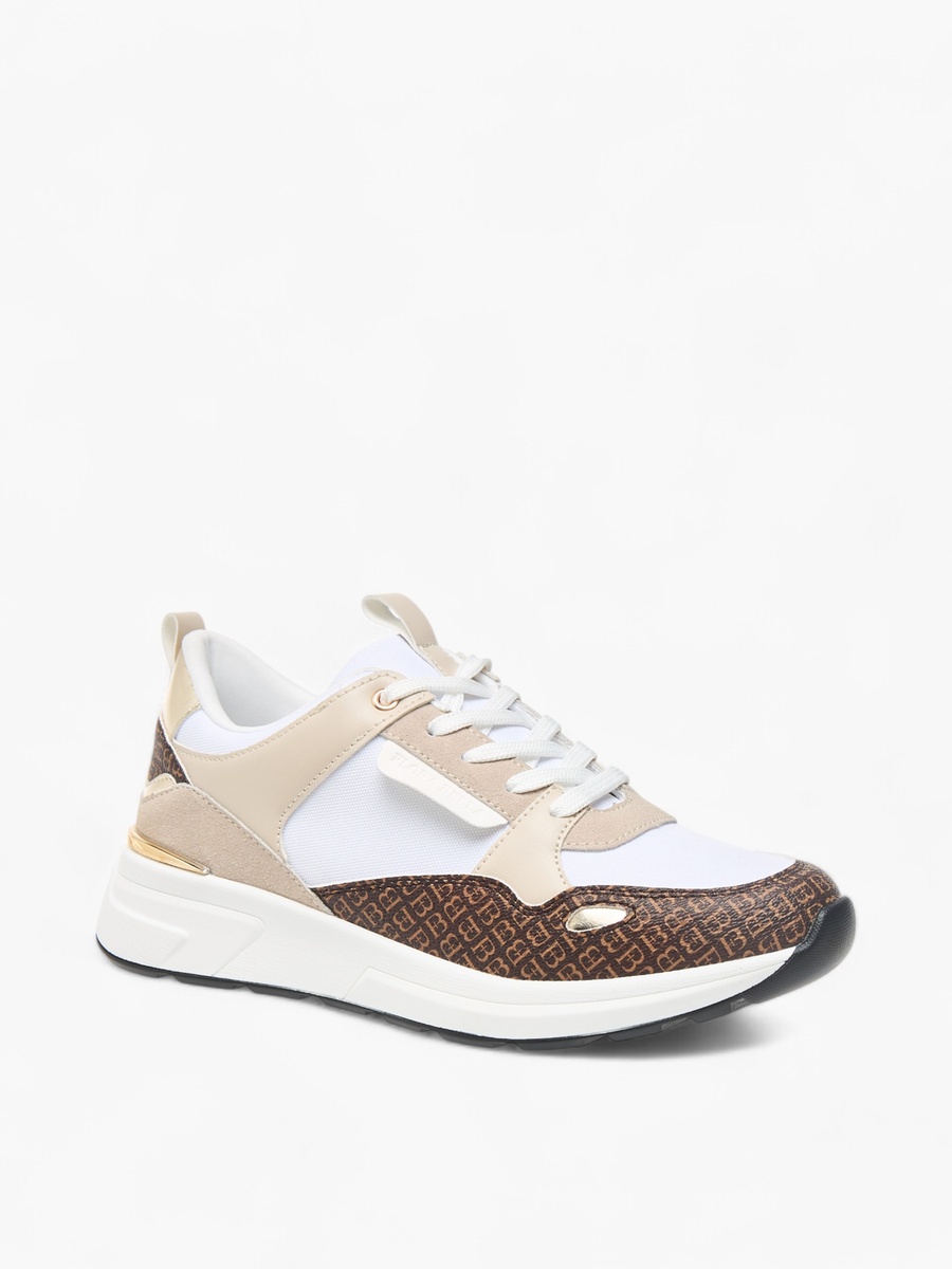 Monogram Print Sneakers with Lace-Up Closure