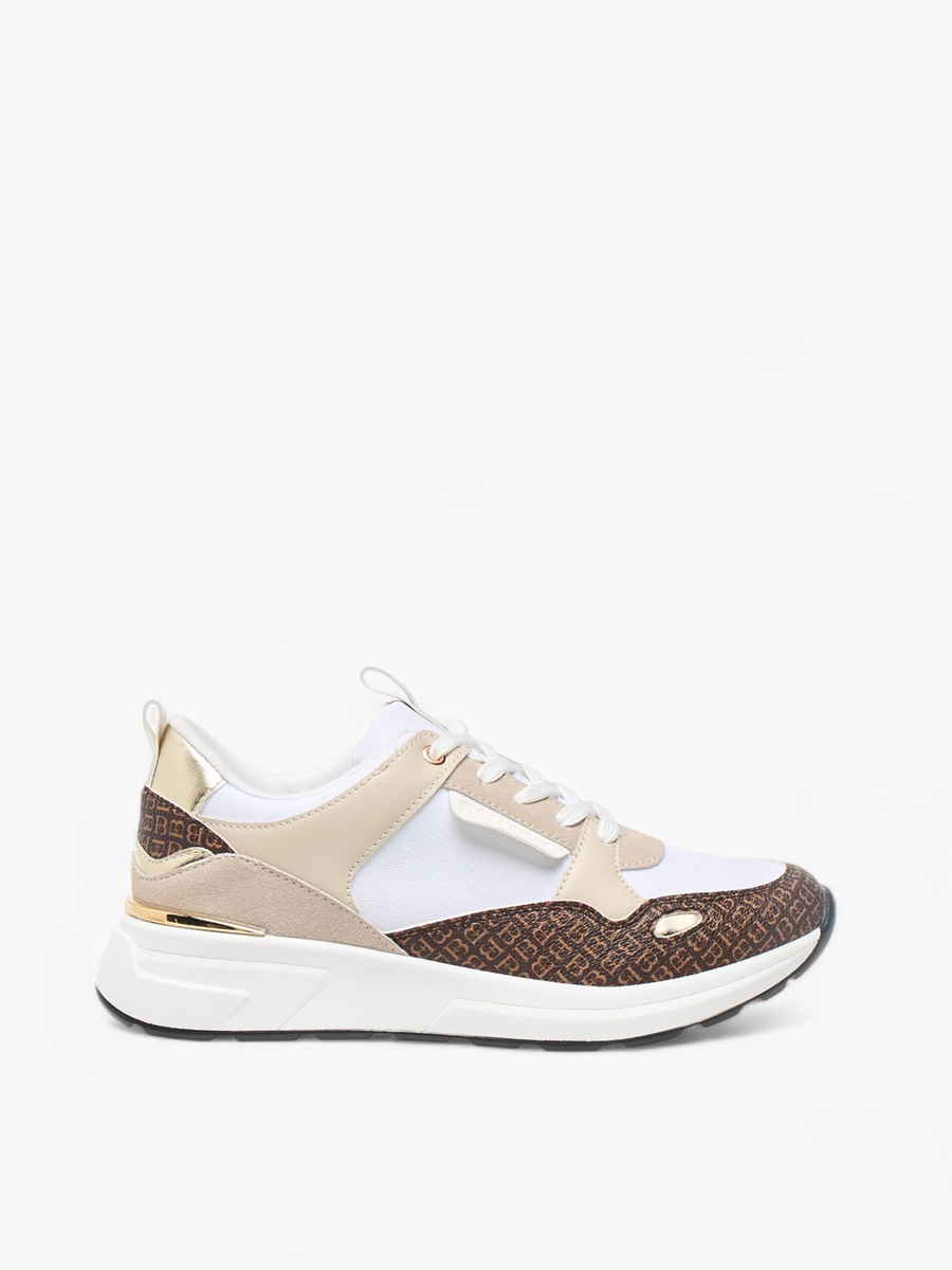 Monogram Print Sneakers with Lace-Up Closure