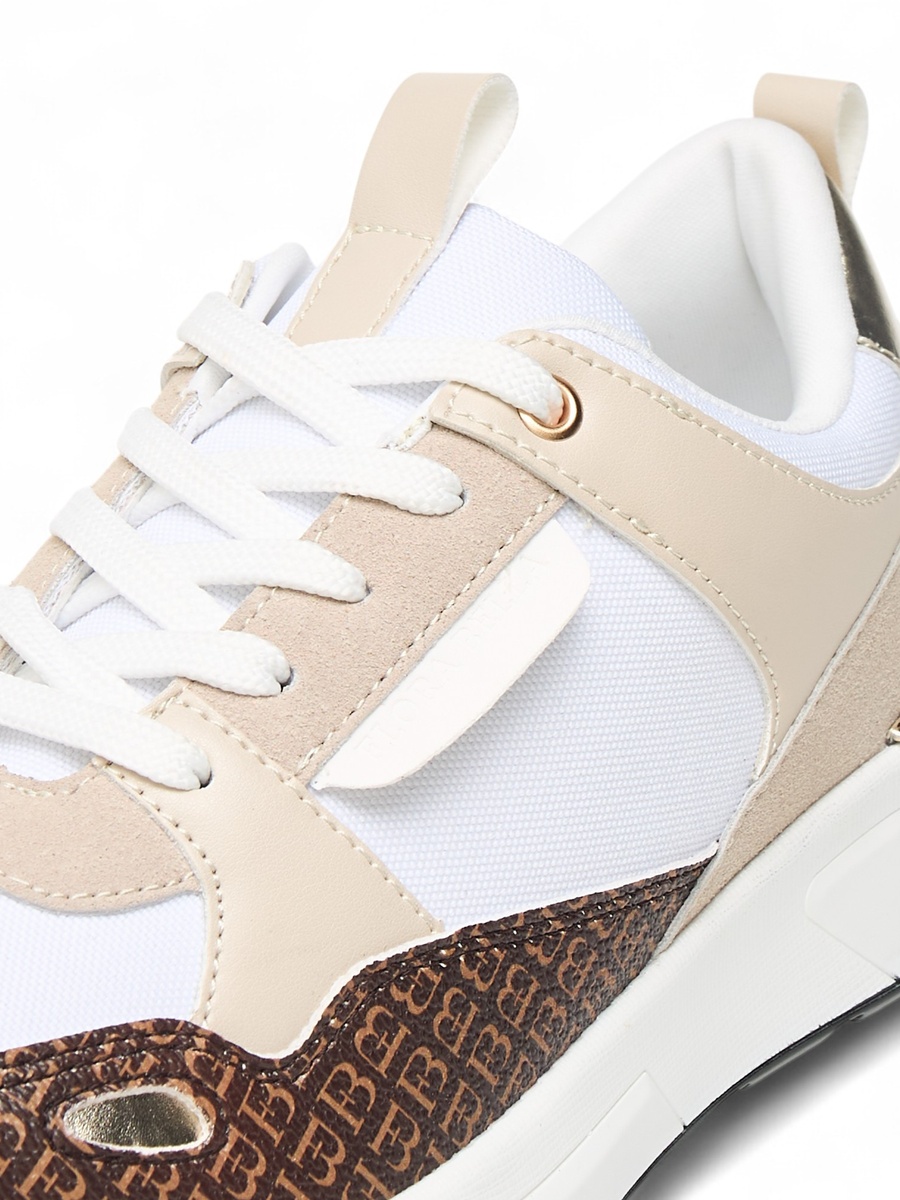Monogram Print Sneakers with Lace-Up Closure