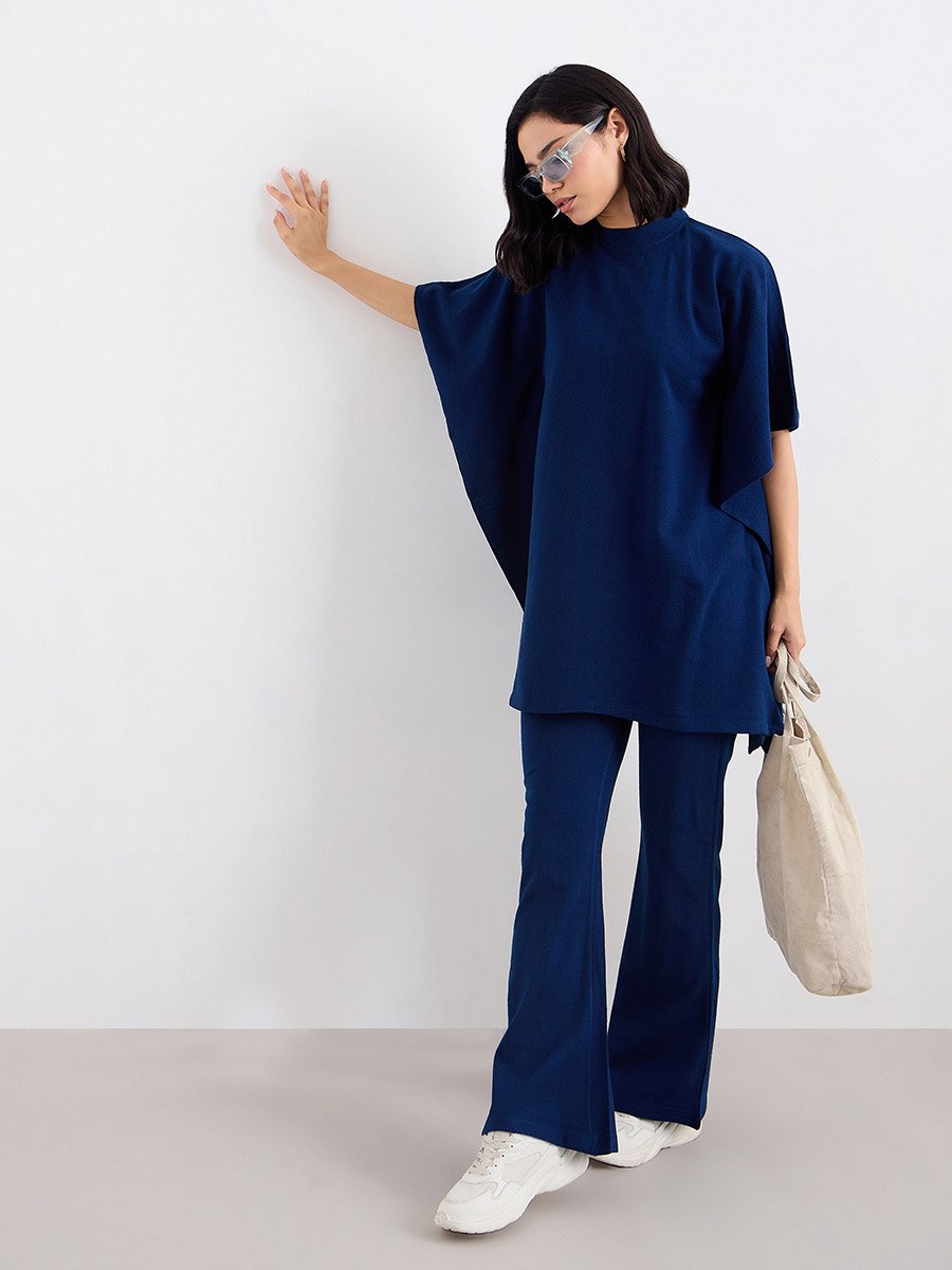 Women Draped Knit Top and Pants Winter Modest Set