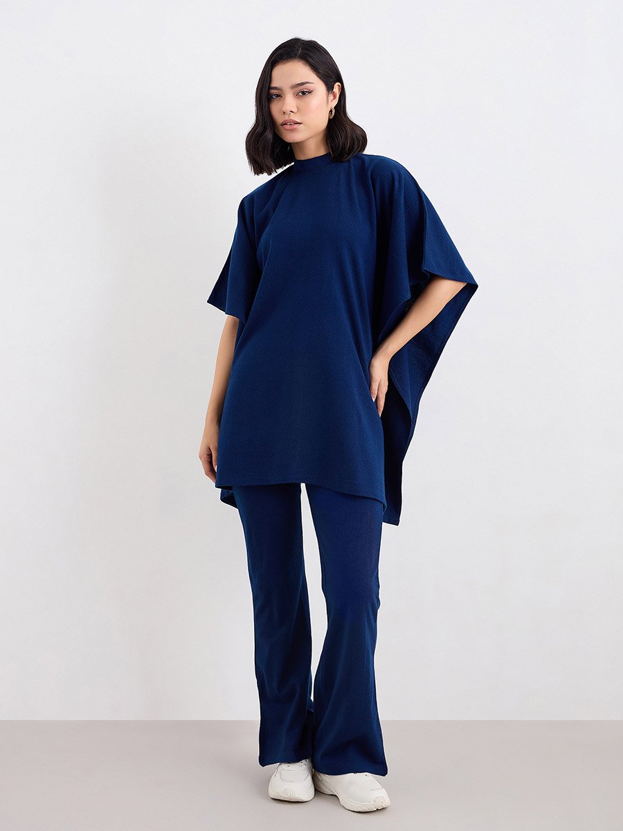 Women Draped Knit Top and Pants Winter Modest Set