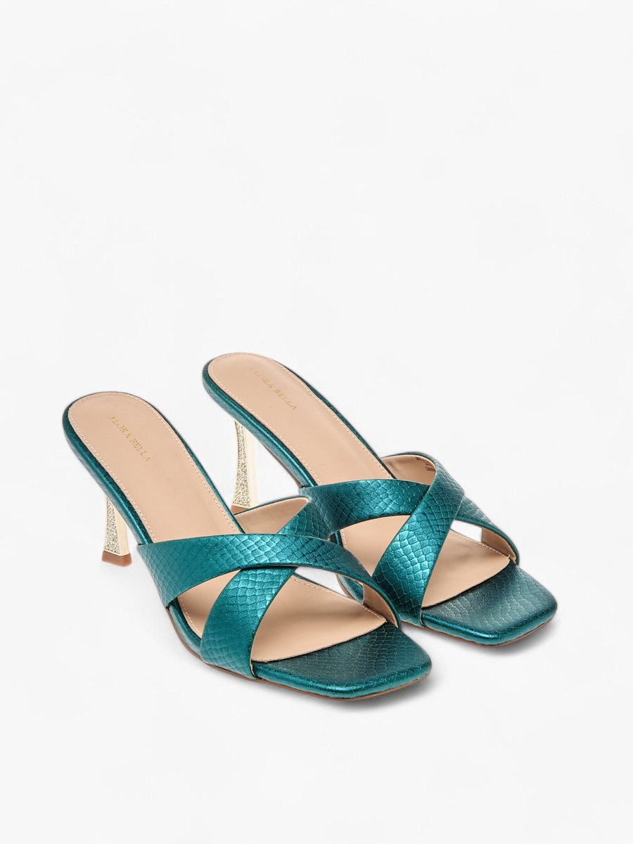 Textured Cross Strap Sandals with Stiletto Heels