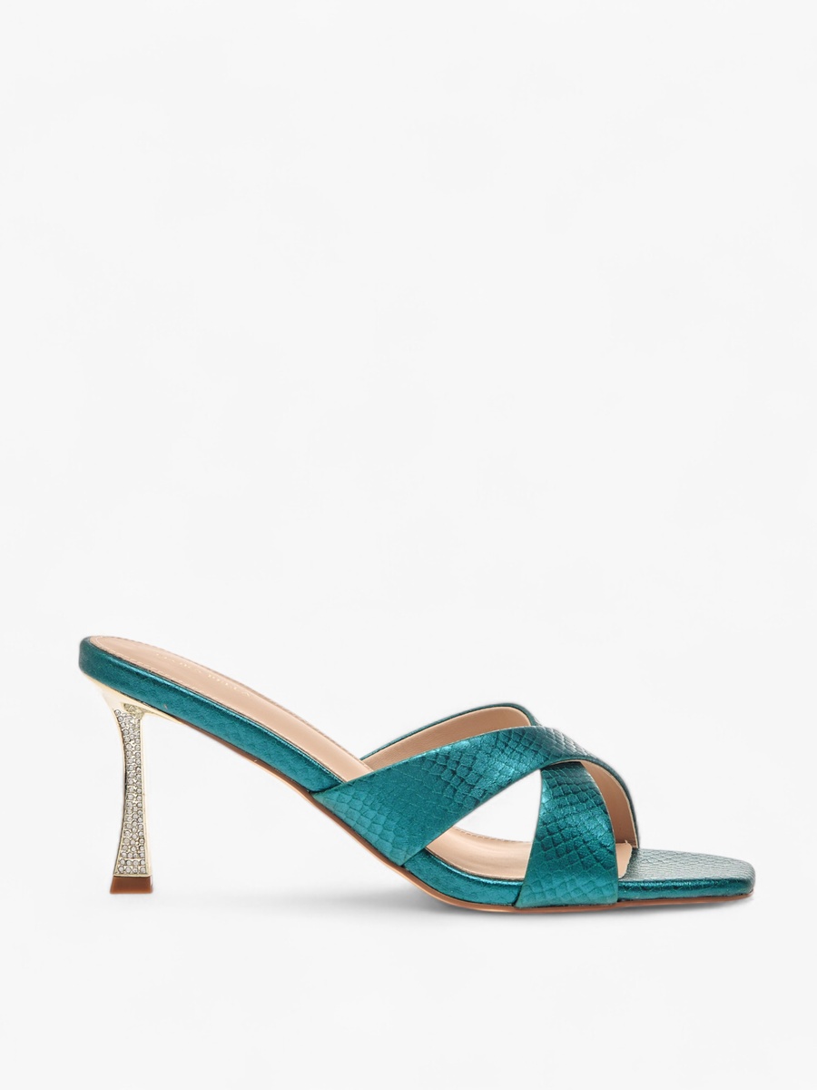 Textured Cross Strap Sandals with Stiletto Heels