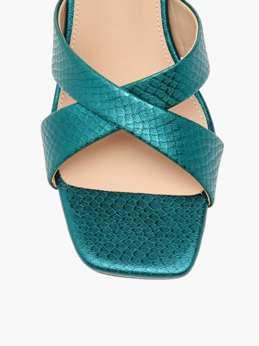 Textured Cross Strap Sandals with Stiletto Heels