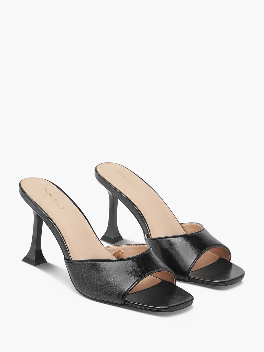 Solid Slip-On Sandals with Flared Heels