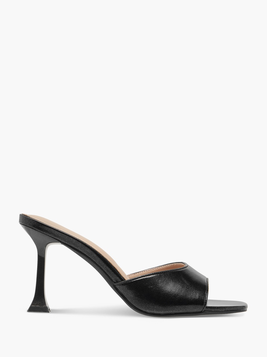 Solid Slip-On Sandals with Flared Heels