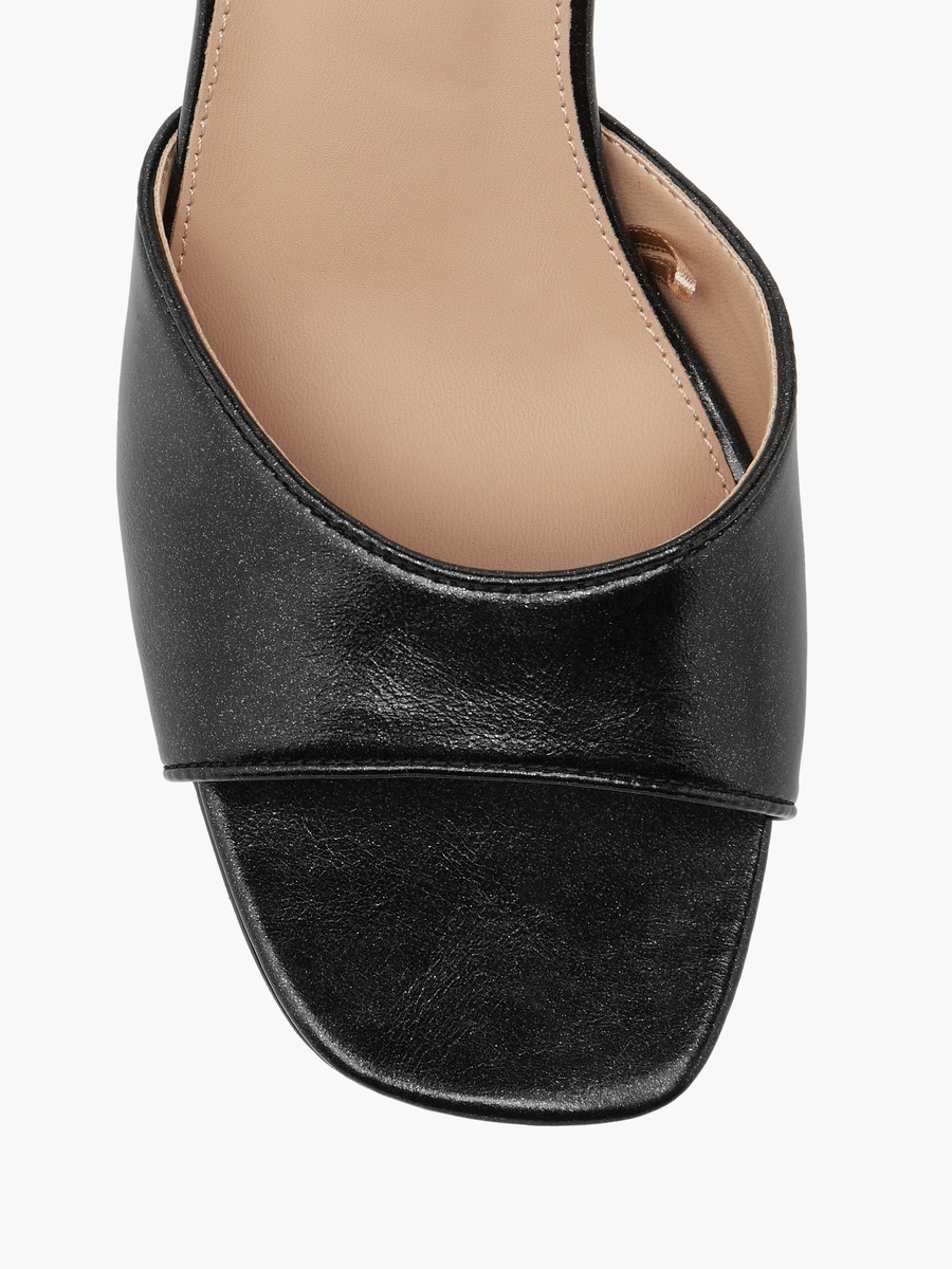 Solid Slip-On Sandals with Flared Heels