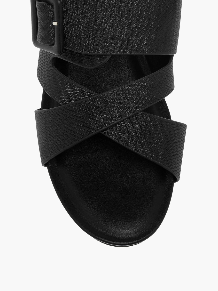 Textured Slip-On Comfort Sandals with Wedge Heels