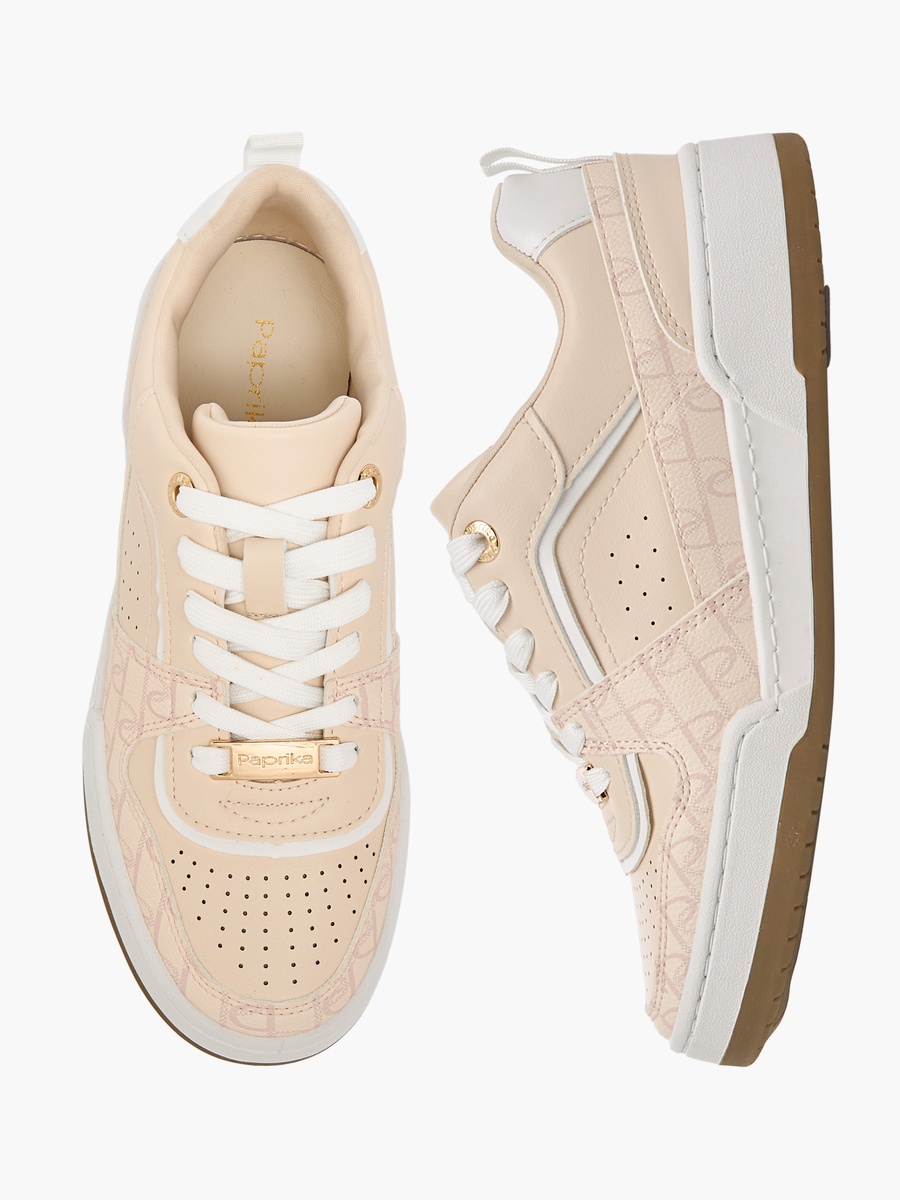 Panelled Lace-Up Sneakers with Pull Tabs