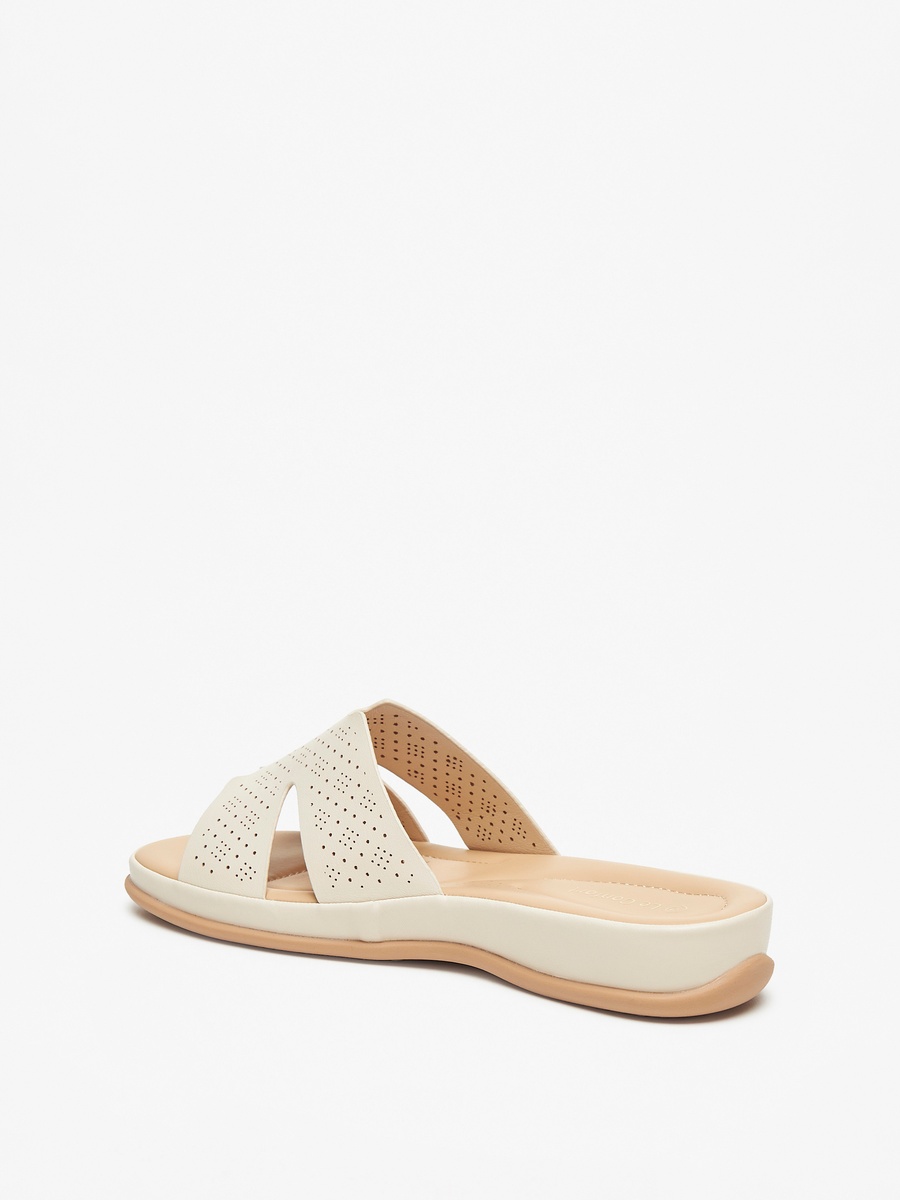 Laser Cut Detail Slip-On Comfort Sandals